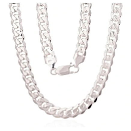 Vyrams,  - Sidabrinė grandinėlė Curb 6 mm, 55, 36.4 g, Sidabras 925 praba