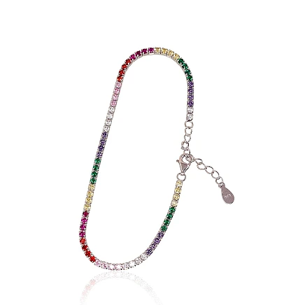 Apyrankės,  - Sidabrinės apyrankės, 18, 3.2 g, Sidabras 925 praba, rodis (padengti), Cirkonai, Reguliuojamas ilgis