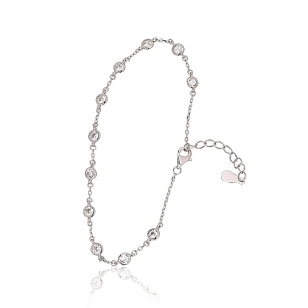 Apyrankės,  - Sidabrinės apyrankės, 18, 2 g, Sidabras 925 praba, rodis (padengti), Cirkonai, Reguliuojamas ilgis