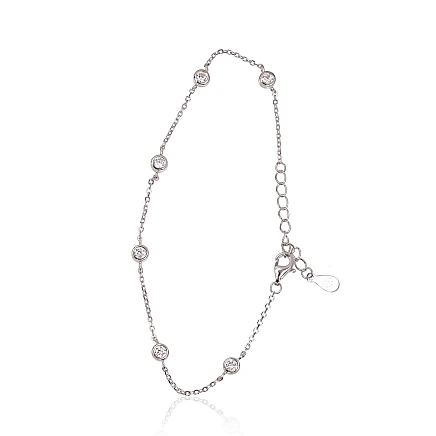 Apyrankės,  - Sidabrinės apyrankės, 17, 2.1 g, Sidabras 925 praba, rodis (padengti), Cirkonai, Reguliuojamas ilgis