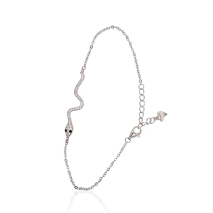 Apyrankės,  - Sidabrinės apyrankės, 17, 1.6 g, Sidabras 925 praba, rodis (padengti), Cirkonai, Reguliuojamas ilgis