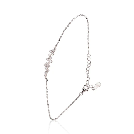 Apyrankės,  - Sidabrinės apyrankės, 17, 1.6 g, Sidabras 925 praba, rodis (padengti), Cirkonai, Reguliuojamas ilgis