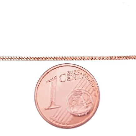 Grandinėlės,  - Auksinė grandinėlė Curb 1 mm , briaunų apdirbimas deimantu, 40, 1.41 g, Raudonas Auksas 585 praba