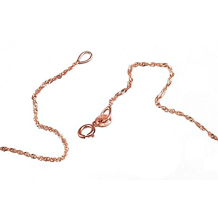 Grandinėlės,  - Auksinė grandinėlė Singapore 1 mm , briaunų apdirbimas deimantu, 55, 1.01 g, Raudonas Auksas 585 praba
