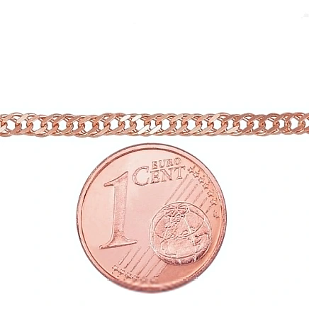 Vyrams,  - Auksinė grandinėlė Double rombo 2.5 mm , briaunų apdirbimas deimantu, 50, 4.65 g, Raudonas Auksas 585 praba