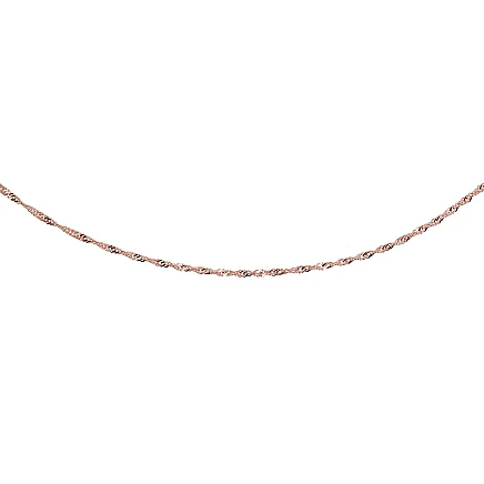 Grandinėlės,  - Auksinė grandinėlė Singapore 1.5 mm , briaunų apdirbimas deimantu, 40, 1.6 g, Raudonas Auksas 585 praba