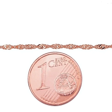 Grandinėlės,  - Auksinė grandinėlė Singapore 1.5 mm , briaunų apdirbimas deimantu, 40, 1.62 g, Raudonas Auksas 585 praba