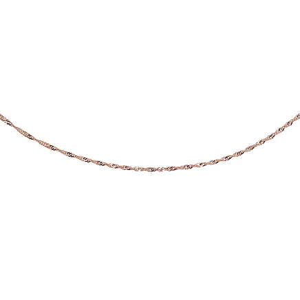 Grandinėlės,  - Auksinė grandinėlė Singapore 1.5 mm , briaunų apdirbimas deimantu, 40, 1.63 g, Raudonas Auksas 585 praba