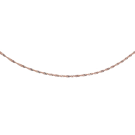 Grandinėlės,  - Auksinė grandinėlė Singapore 1.5 mm , briaunų apdirbimas deimantu, 42, 1.68 g, Raudonas Auksas 585 praba