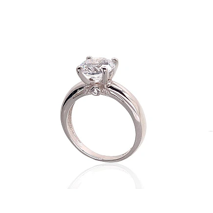 Sužadėtuvių žiedai,  - Sidabrinis žiedas, 19, 3.3 g, Sidabras 925 praba, rodis (padengti), Cirkonai