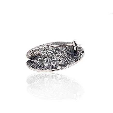 Sagės,  - Sidabrinė sagė, 9.2 g, Sidabras 925 praba, oksidas (padengti), Perlai